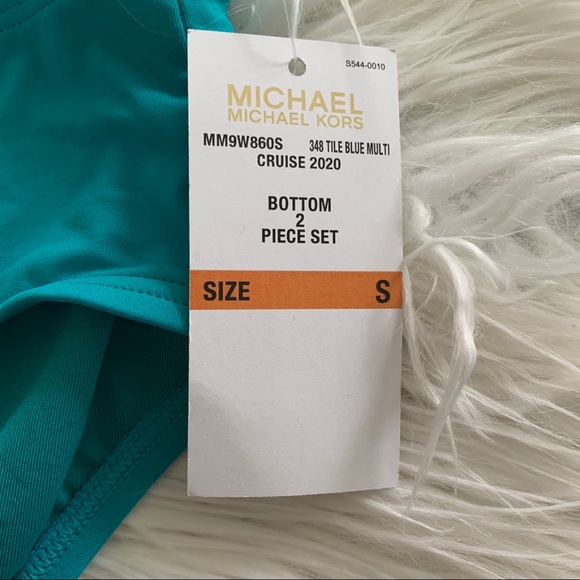 Michael Kors Teal Water Marble Logo Ring Tankini - Picture 9 of 14